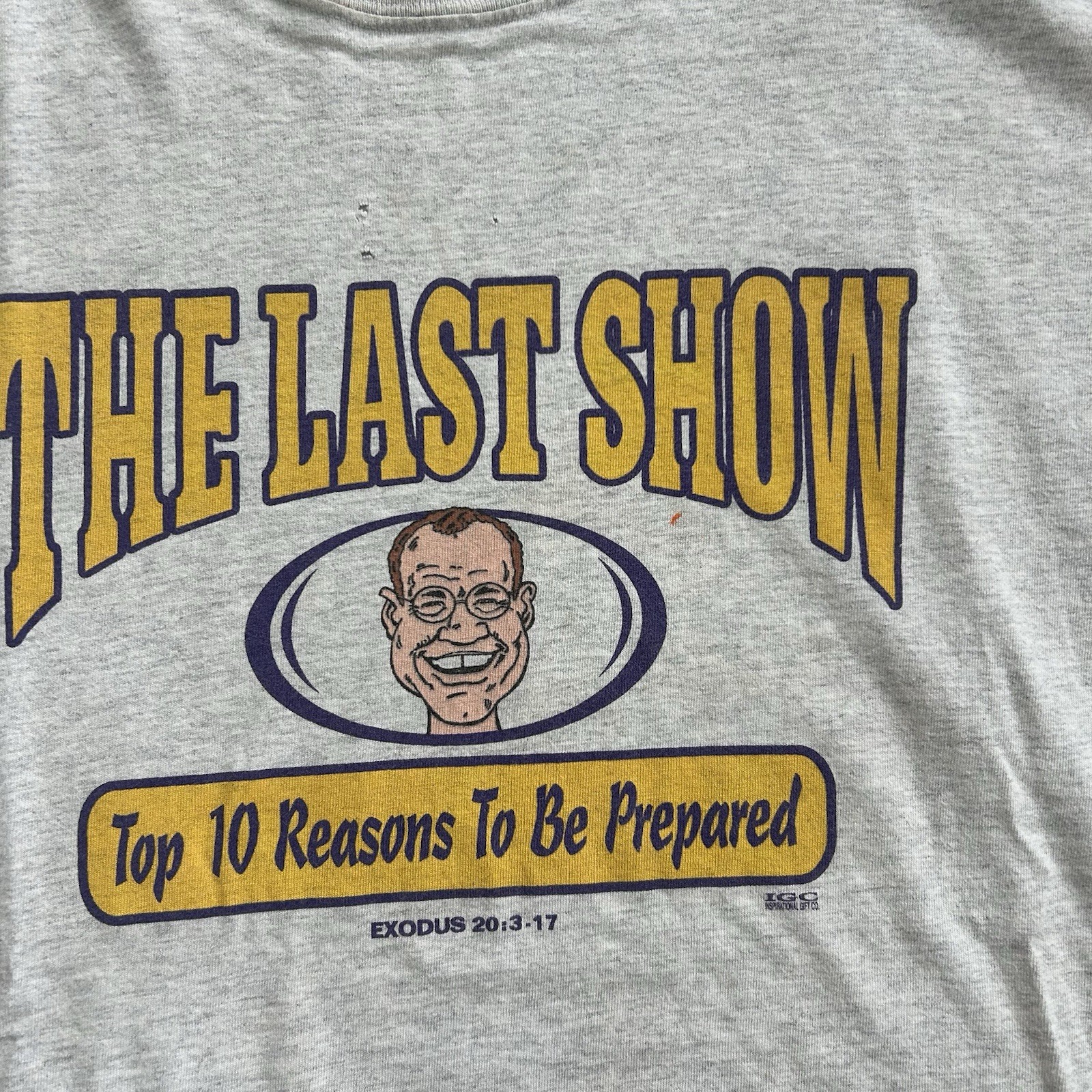 Vintage The Last Show David Letterman Jesus parody Jesus T-shirt Size XL