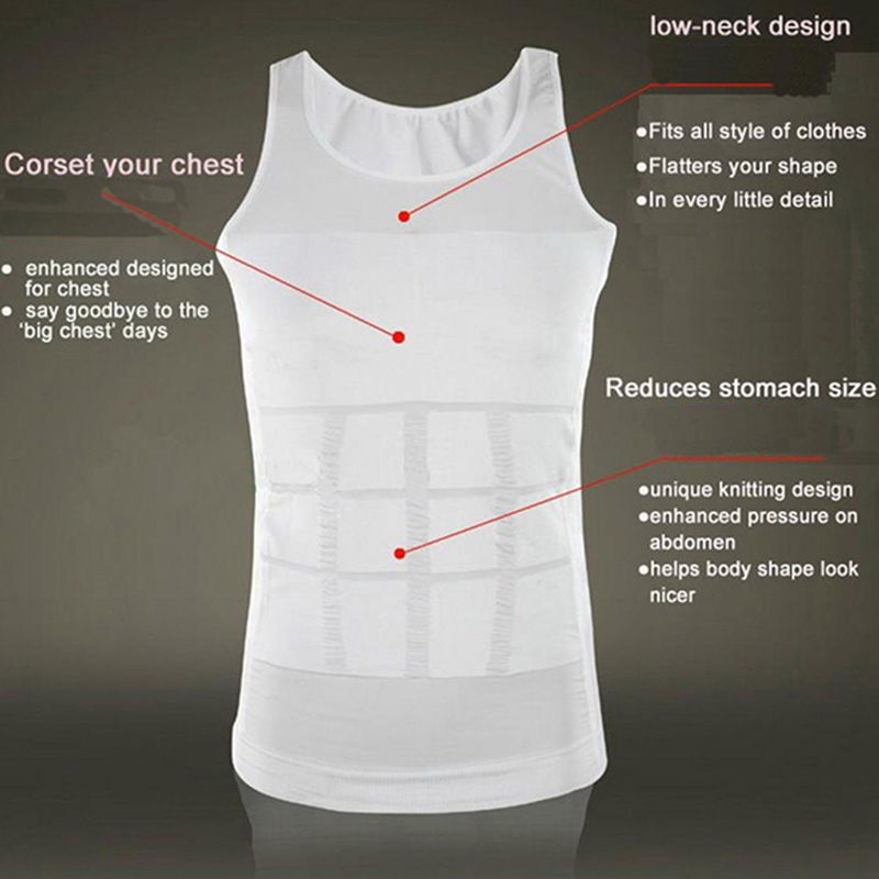 Mens Compression Shirts Slimming Body Shaper Vest Tight Tank Top Tummy Control