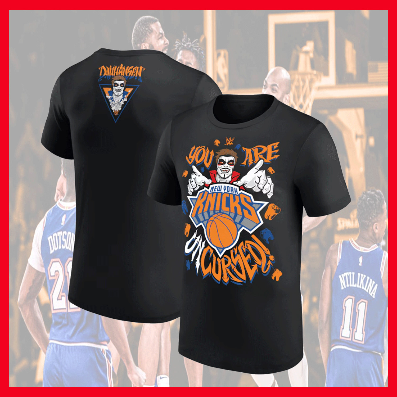 SALE 30% Danhausen x NY Knicks Uncursed T-Shirt Black Print Gildan