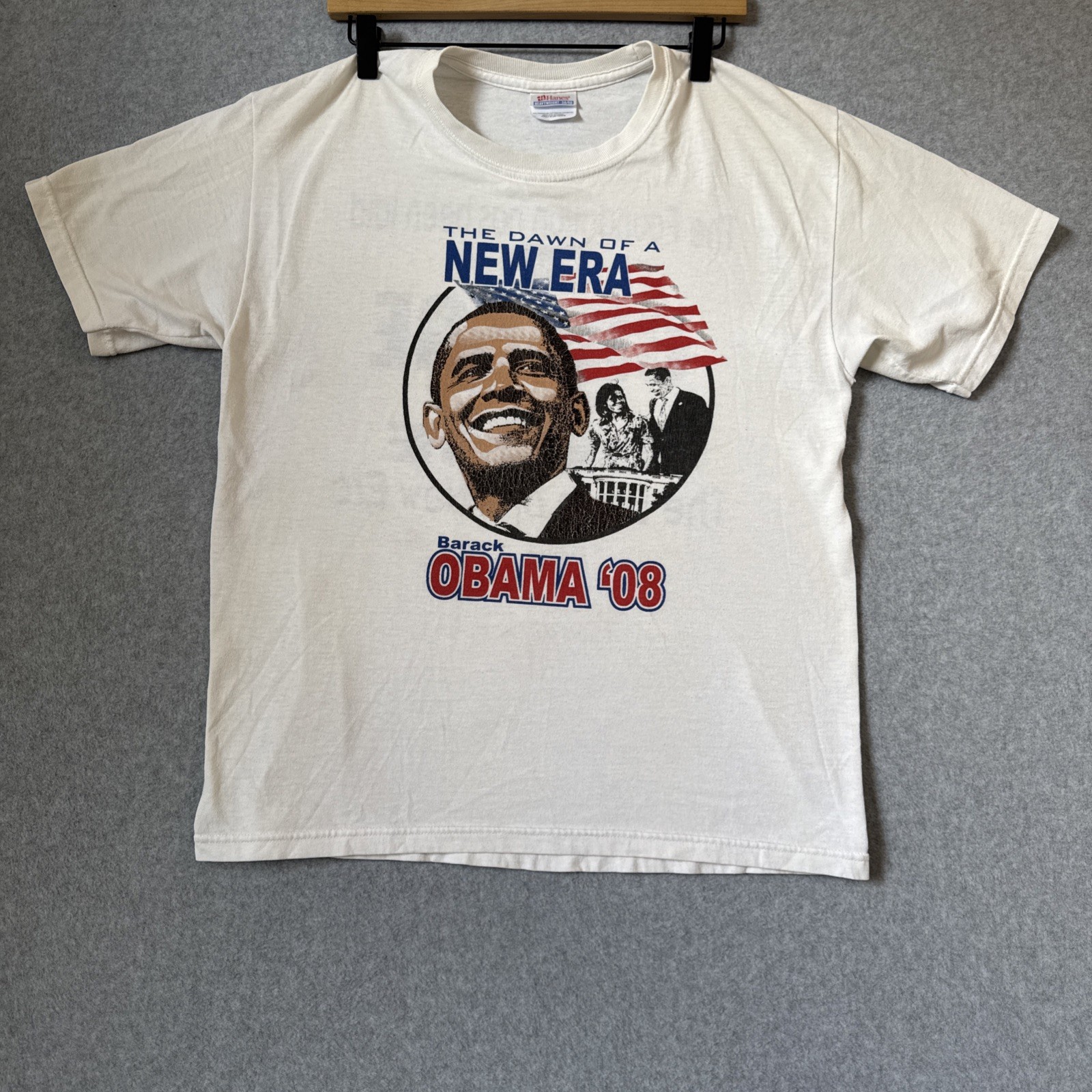 Hanes Heavyweight 50/50 Barack Obama ‘08 “The Dawn Of A New Era” Adult Size M