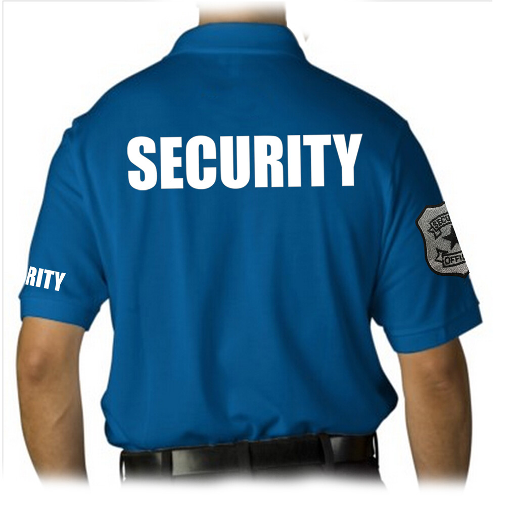 MEN’S PRINTED SECURITY EMBROIDERY BADGE POLICE STAFF UNIFORM COLLAR POLO T-SHIRT