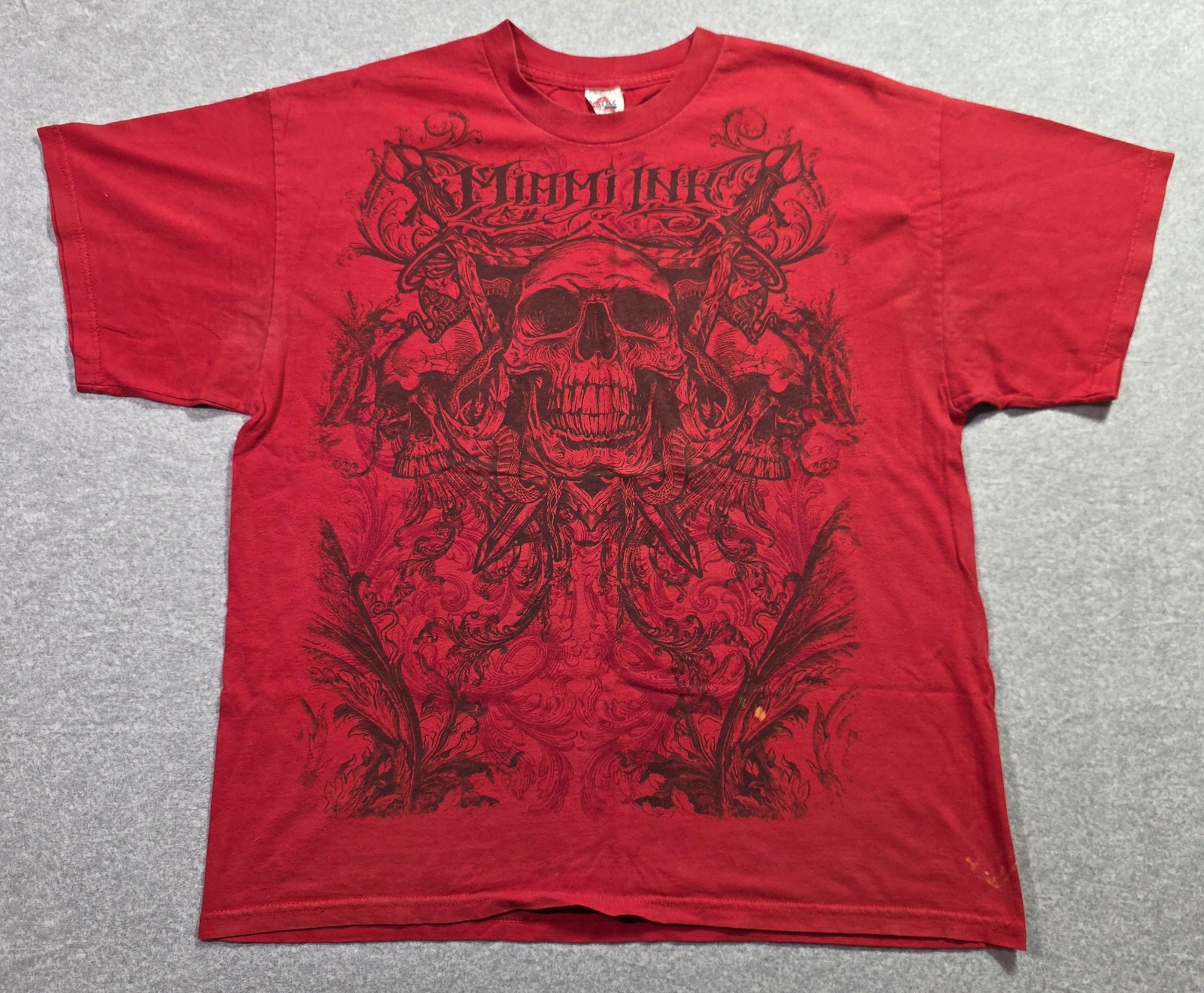Alstyle Filthy Ink Skull Shirt Mens XL Red Gothic Tattoo Crossed Swords Graphic