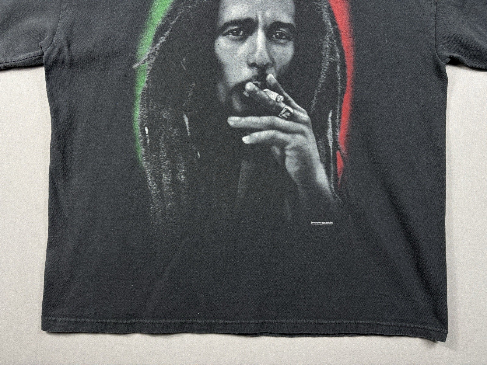 Vintage Y2K 2005 Bob Marley Smoking Tee Delta Tag Sz L Black T Shirt Music Zion