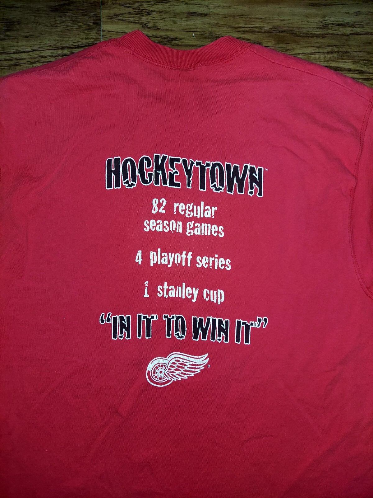 VTG DETROIT RED WINGS Hockey T-Shirt Large HOCKEYTOWN Front & Back Hit Made USA