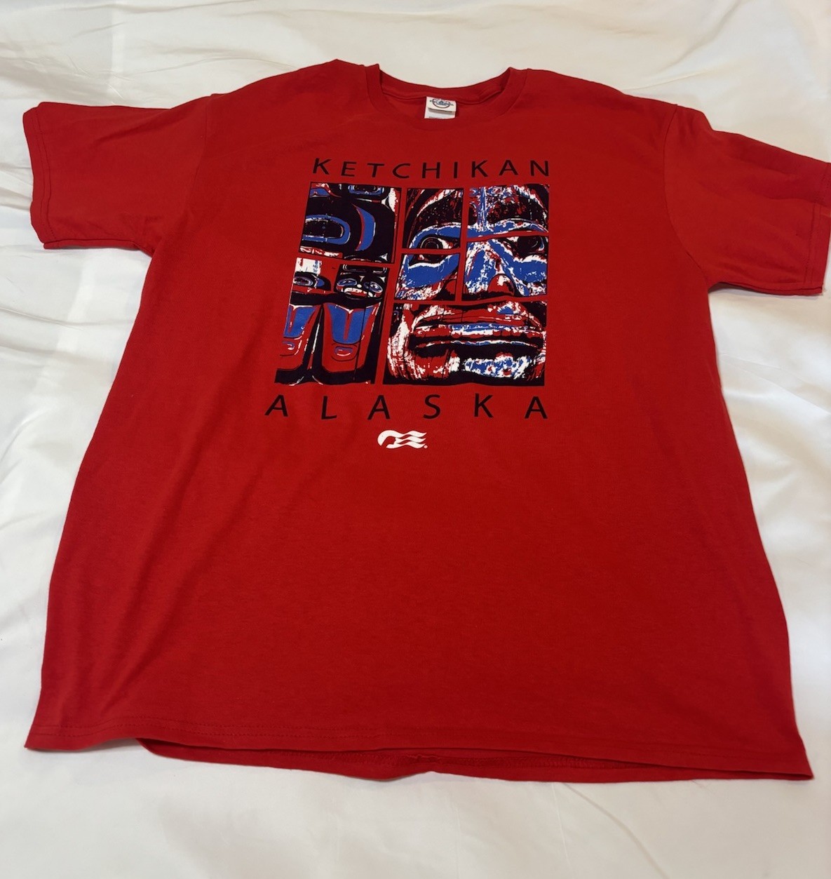 Vintage 90s Alaska Ketchikan Totem Poles Shirt Large Red