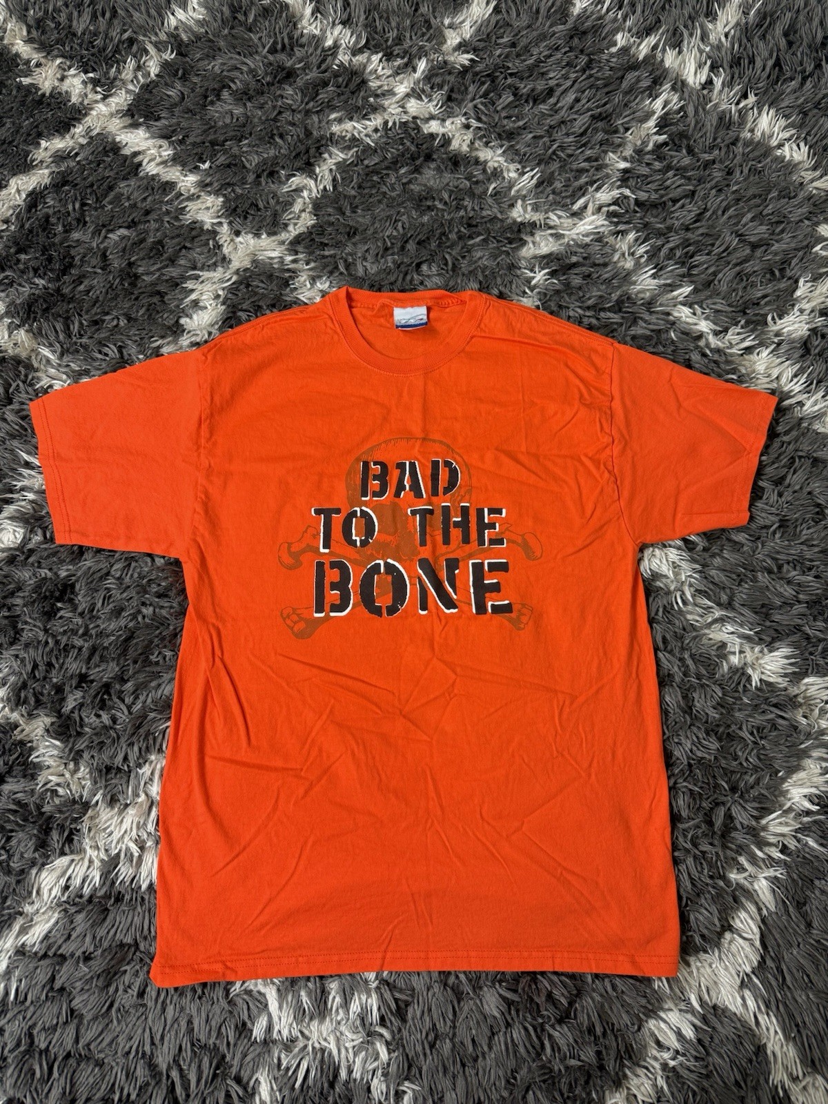 Vintage TSI Sportswear “Bad to the Bone” Graphic T-Shirt Mens Large Orange