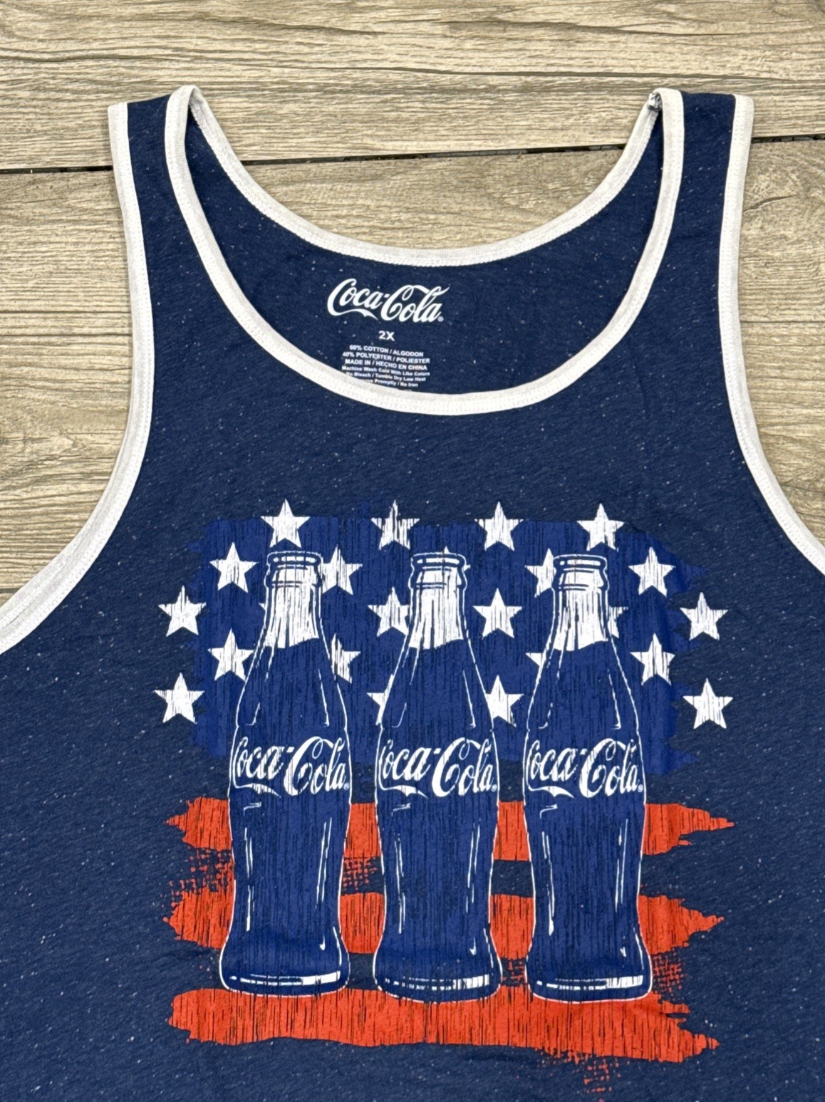 2017 Officially Licensed Coca-Cola Red White Blue Ringer Style Tank Top Size 2X
