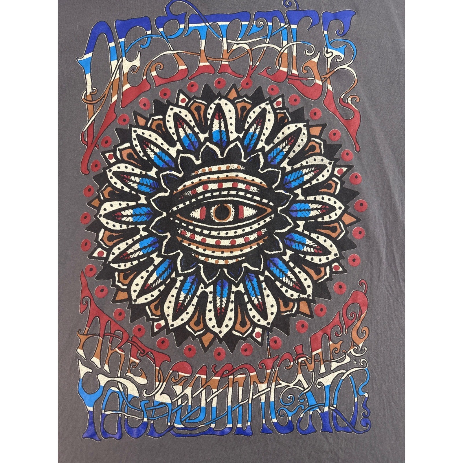 Gildan All Seeing Eye Graphic Print T-Shirt Men’s Large Gray Cotton Casual