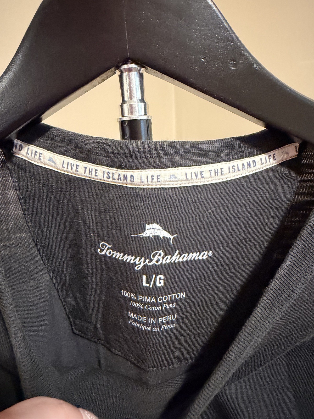 Tommy Bahama Men Gray Pima Cotton Long Sleeve Tee Size L