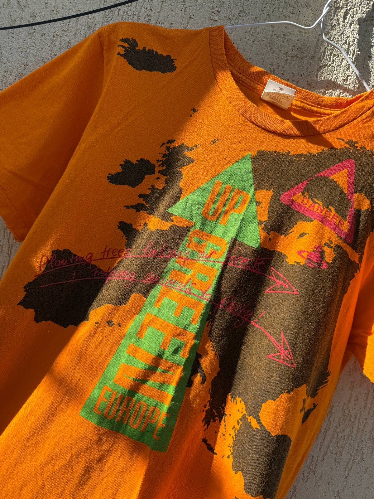 Vivienne Westwood Style “Up Green” Graphic T-Shirt Orange Anvil