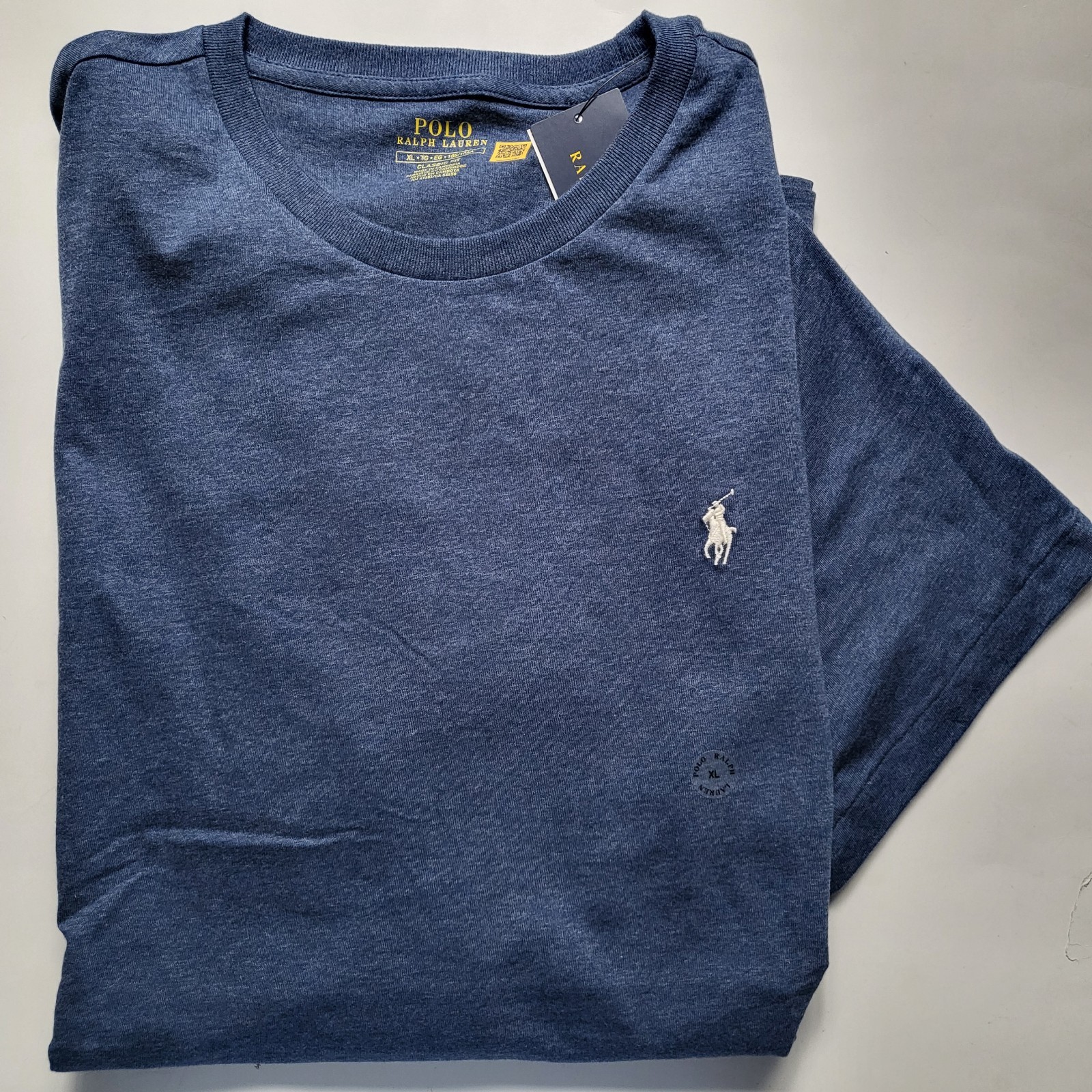 Men`s POLO RALPH LAUREN crew neck T-shirt Classic Fit Size L XL 2XL Navy Blue