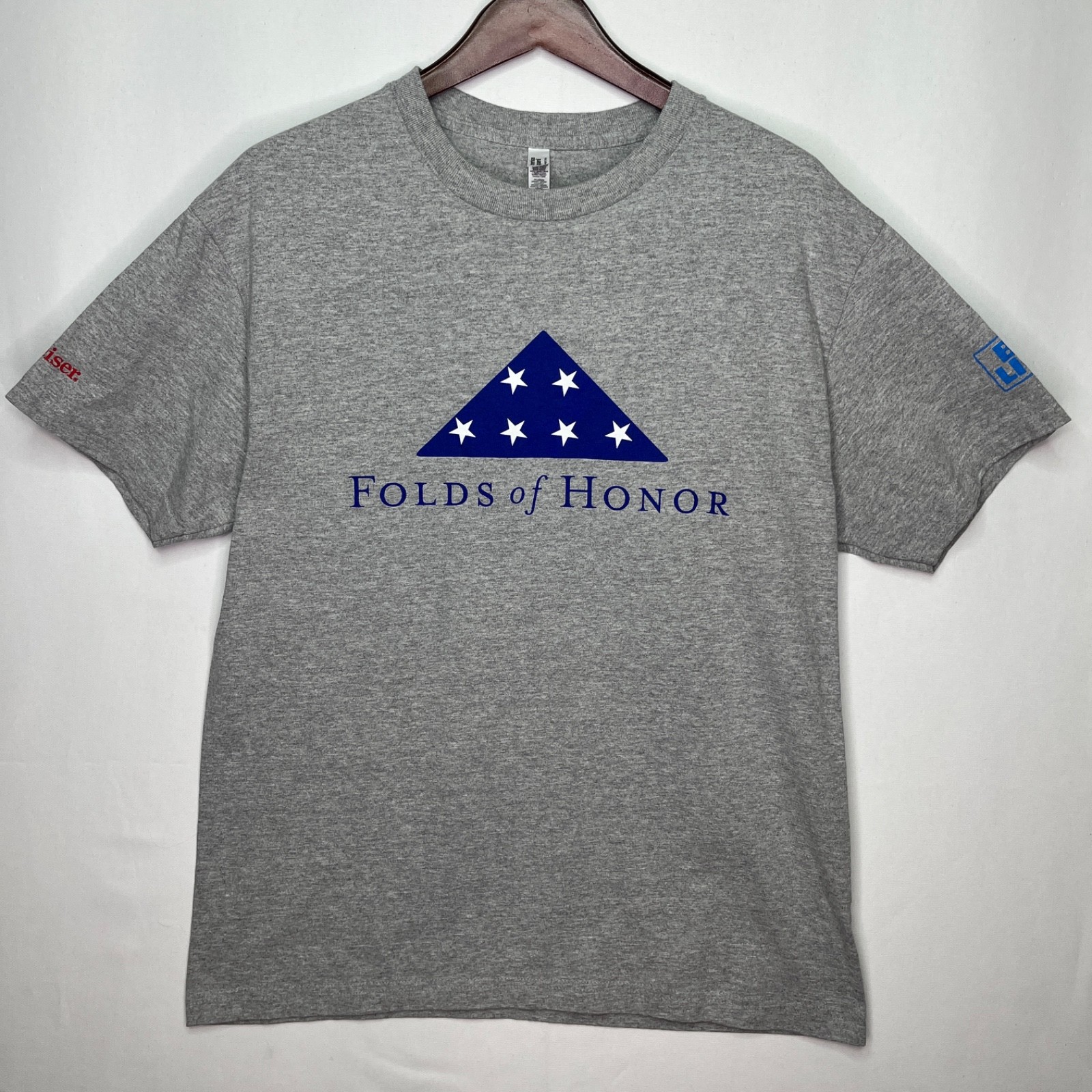 Folds of Honor Men Large Gray Graphic T Shirt American Apparel 1301