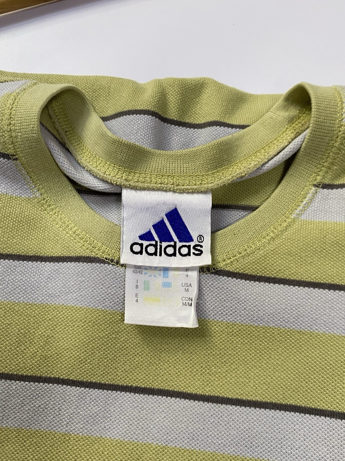 Vintage 2002 Adidas Striped Pique T-Shirt 🧃
