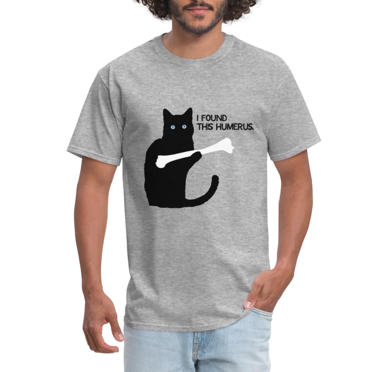 I Found This Humerus Black Cat Men’s T-Shirt