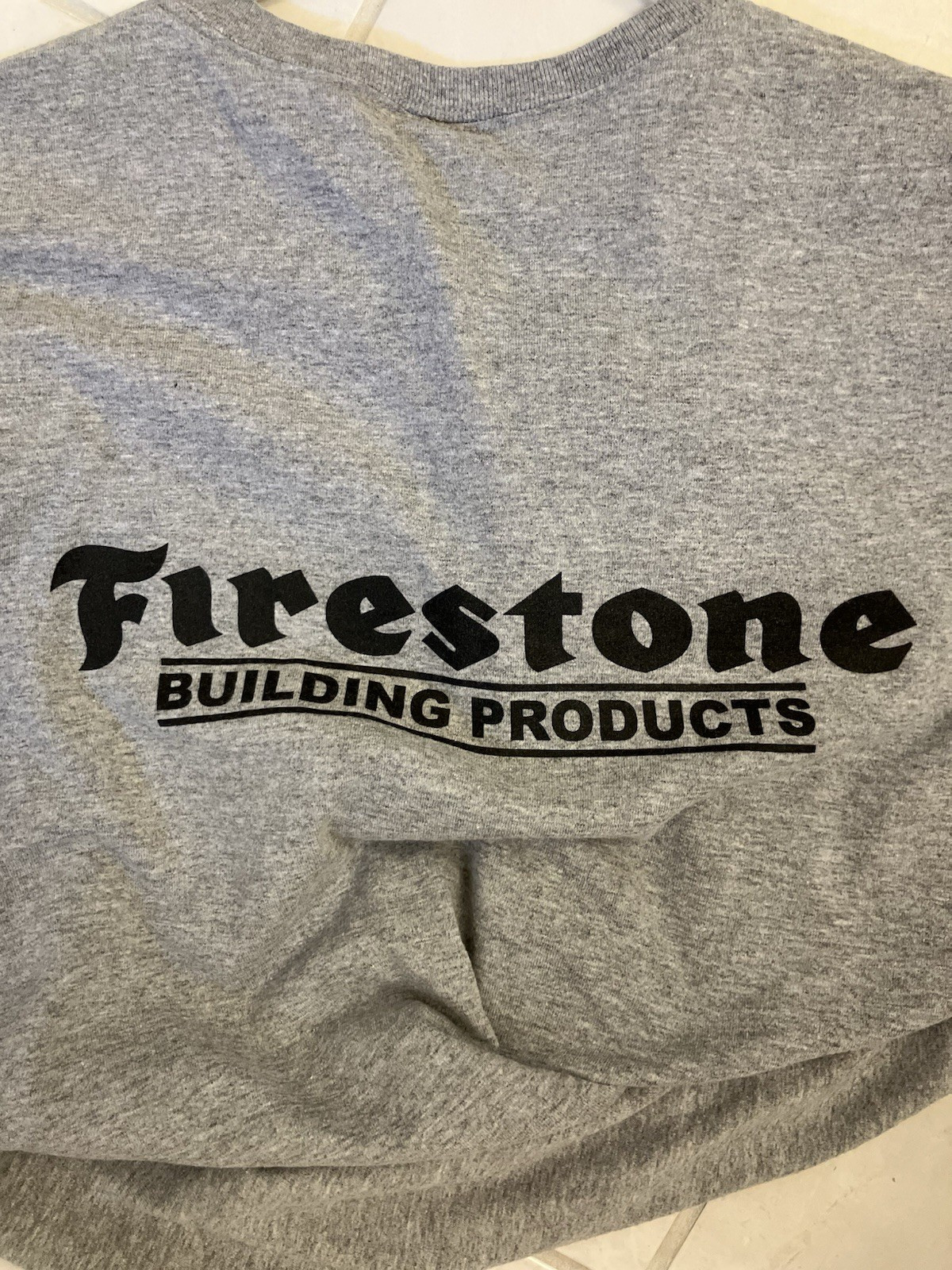 Jerzees Dri-Power Men’s L Reg Gray Firestone Building Products Graphic T-Shirt