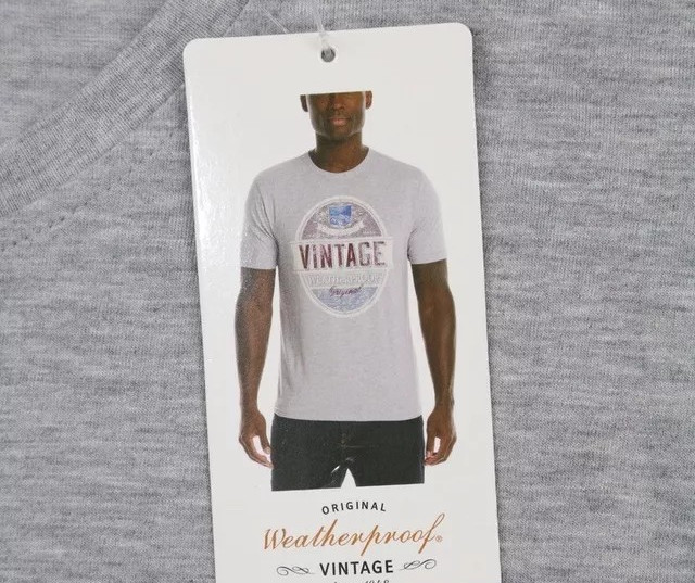 Weatherproof Vintage Men’s Graphic Crew Neck Short Sleeve Tee, Gray, Size M