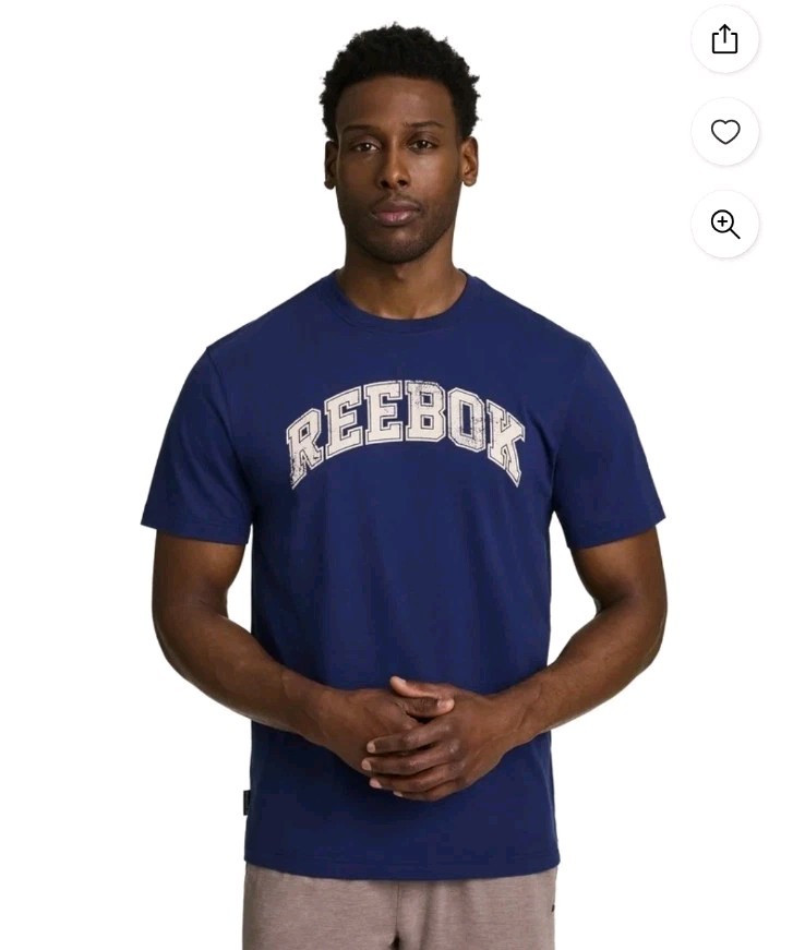 New Reebok Men’s Blue Spellout Short Sleeve Graphic Print T-Shirt Sz XL