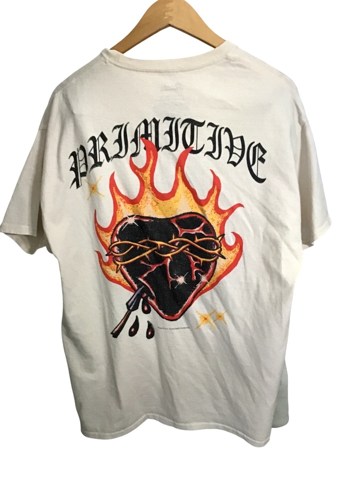 Primitive Sacred Heart Graphic T-Shirt White XL Cotton Skateboarding Tee