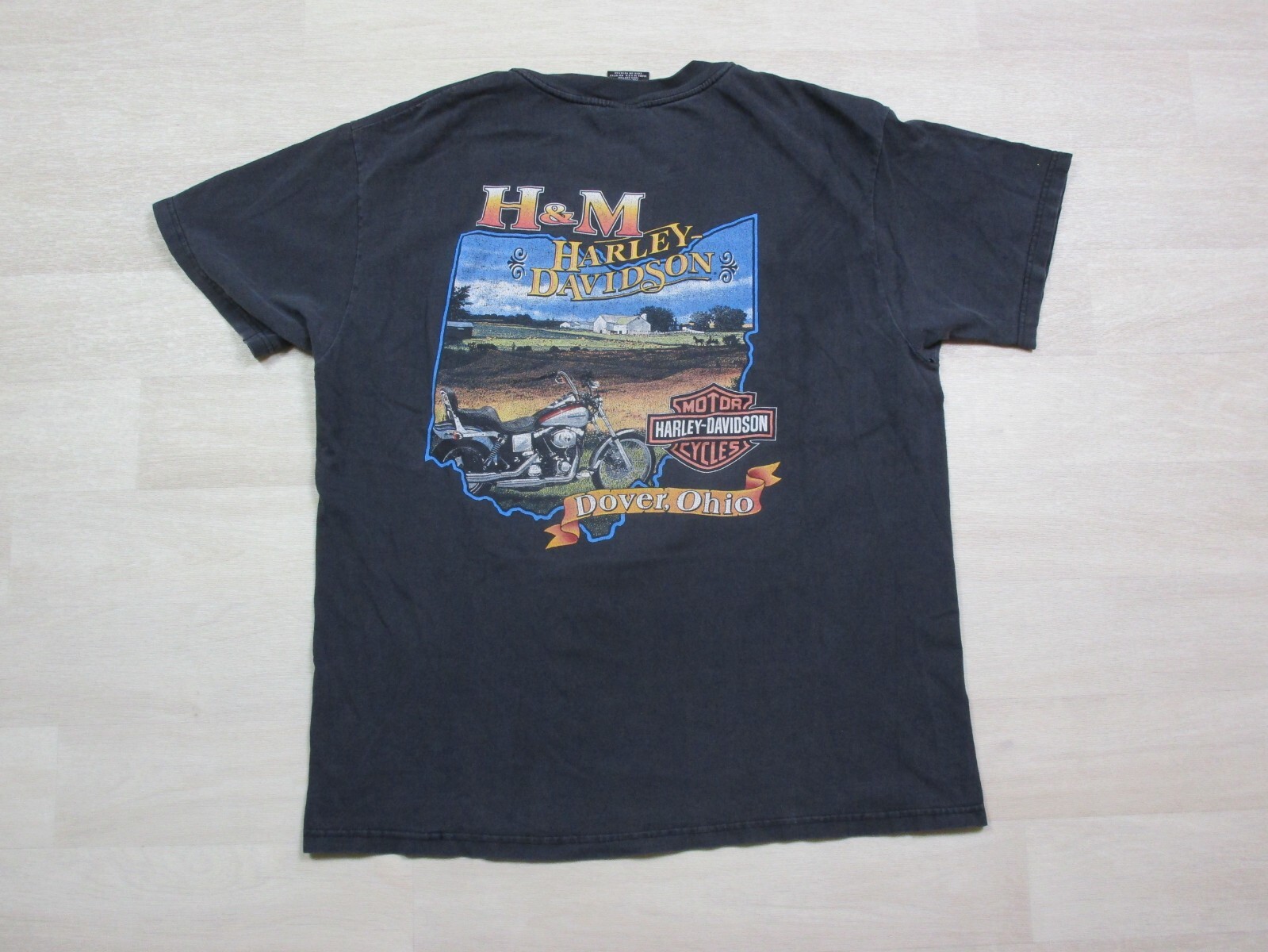 Vintage 1990s Harley Davidson Motorcycles Ride Free Embroidered Ohio T Shirt (L)