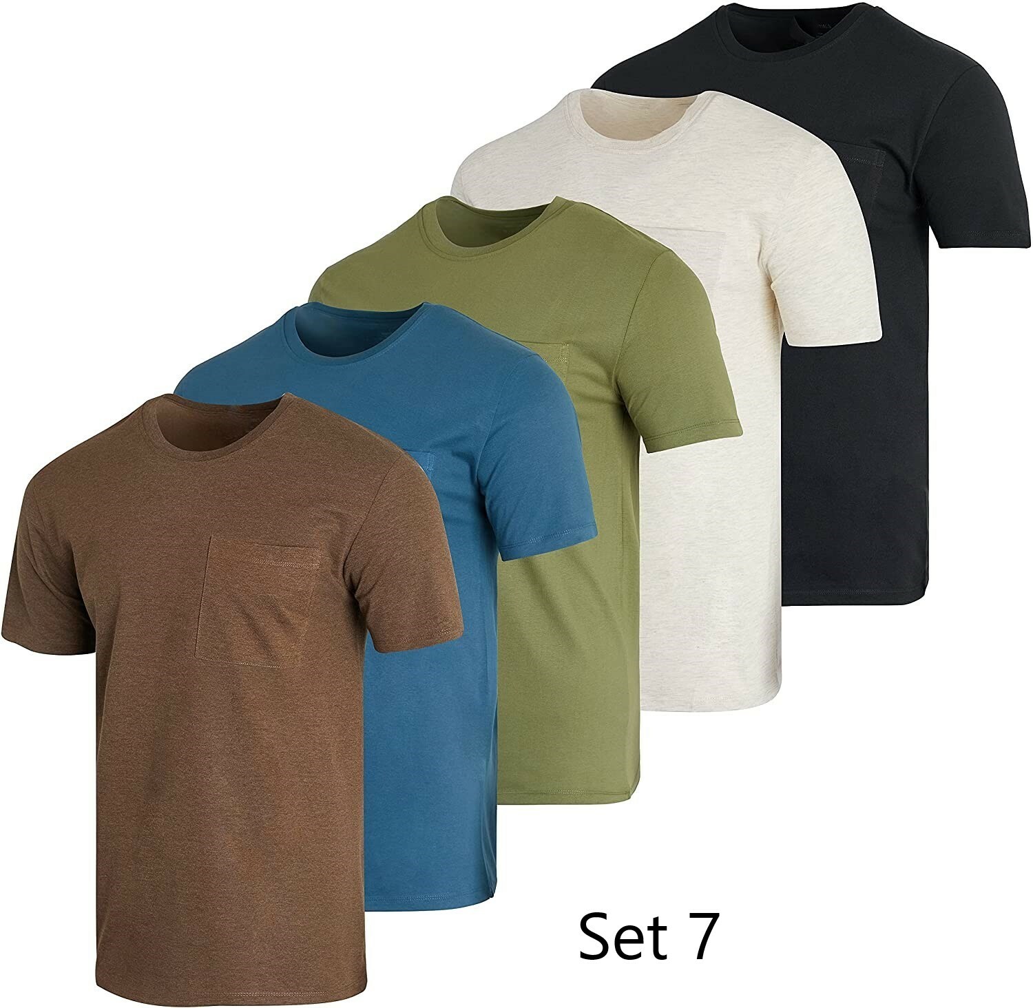 Men’s Cotton Crew Neck Pocket T-Shirts (5-Pack)