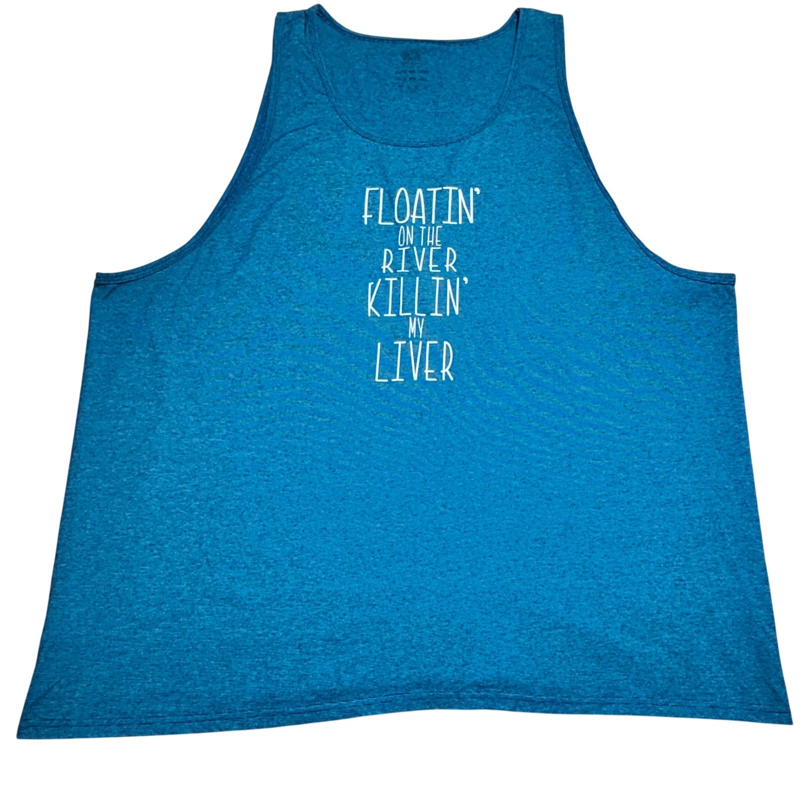 Floating Fisherman Vacation River Summer Mens 4XL Tank Float Trip Liver Drinking