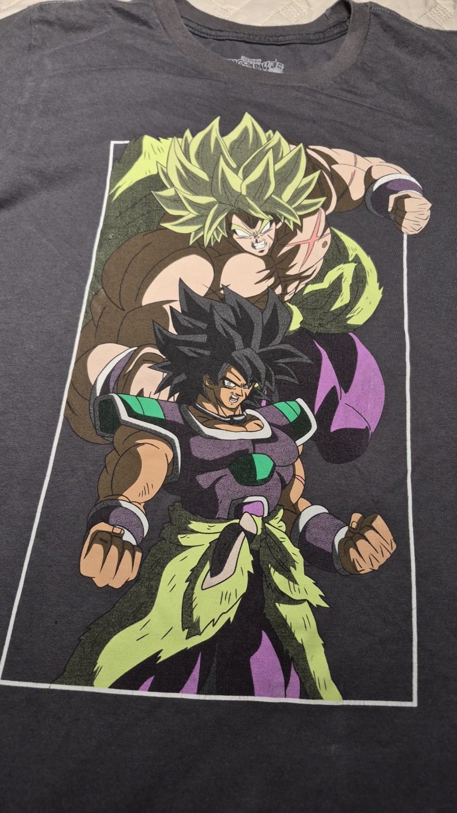 Dragon Ball Super Broly Graphic Print Crew Neck Tee Gray Mens S Cotton Regular