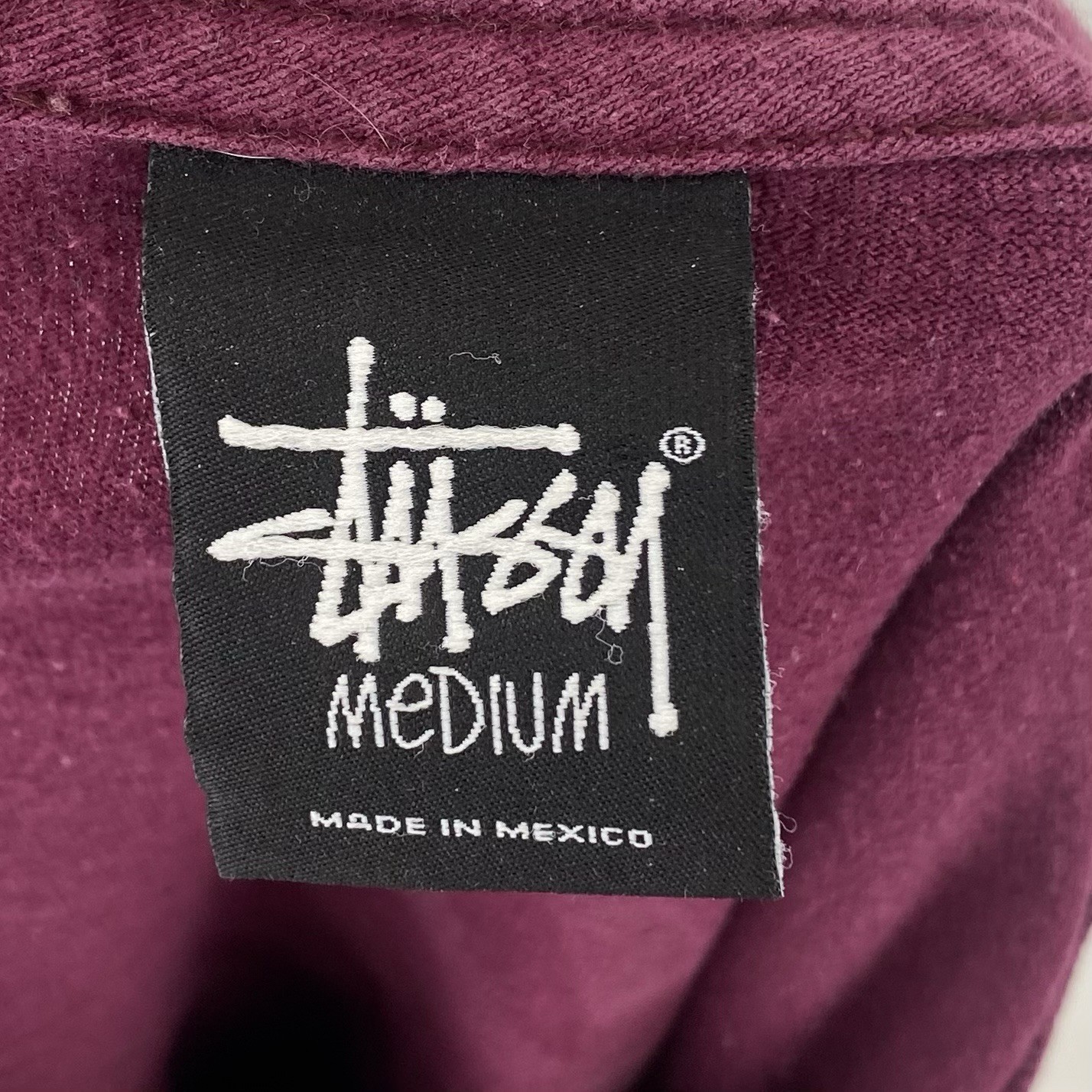 Stussy World Tour T Shirt Wine Red Medium Men’s Crew Neck Tee Spellout