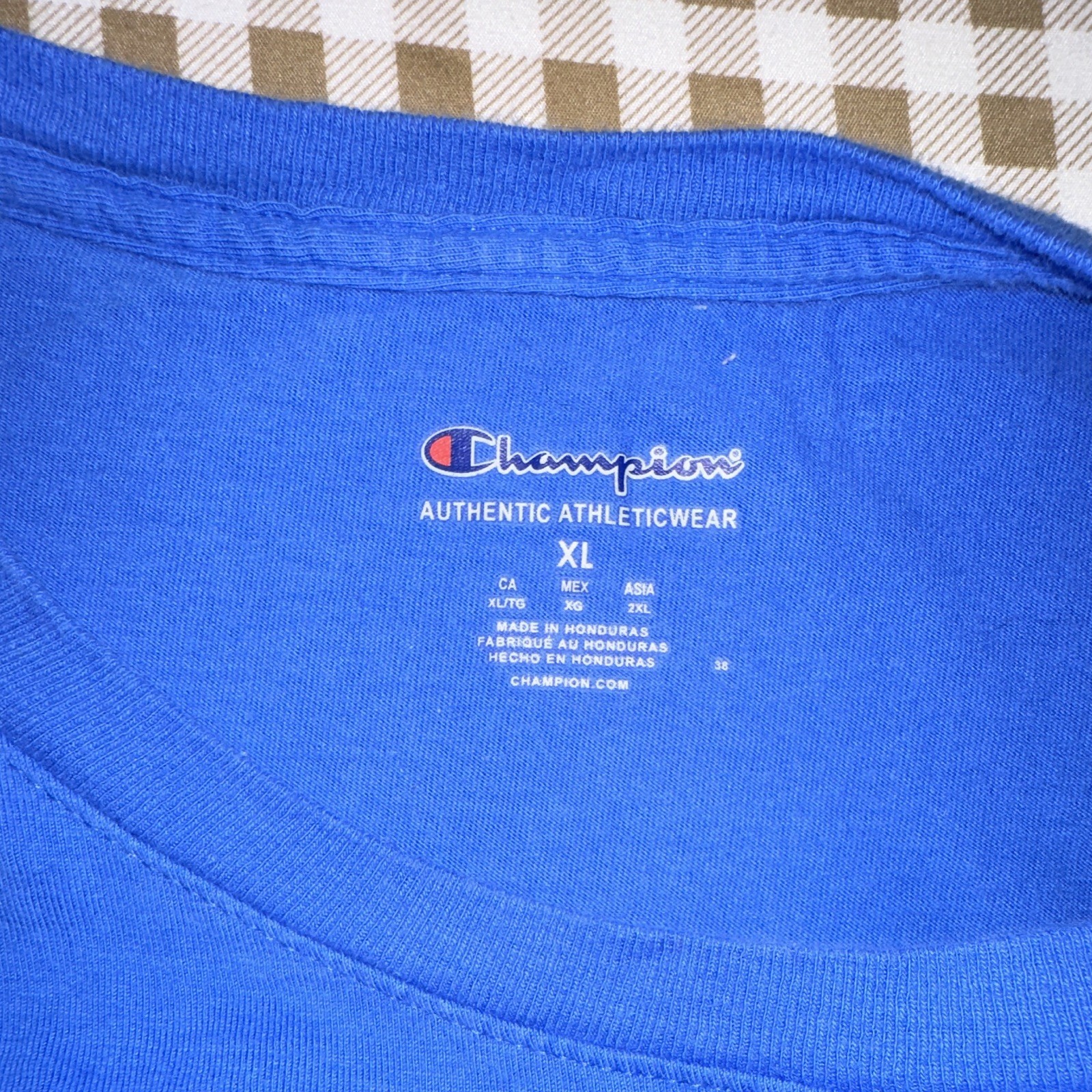 Champion Authentic Athleticwear Men’s XL Blue Crew Neck Short Sleeve Logo Tee