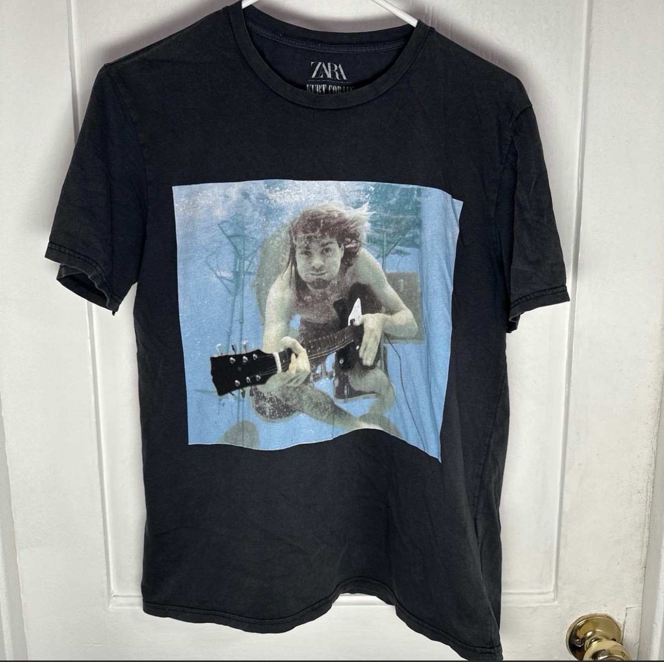 Zara TRF Collection Men’s S Black Kurt Cobain Graphic Crew Neck T-Shirt
