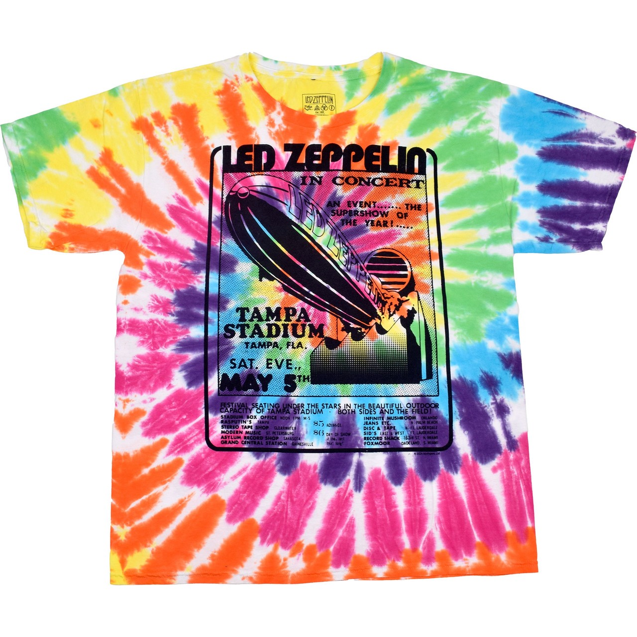 Led Zeppelin Tampa Spiral Tie-Dye T-Shirt Liquid Blue