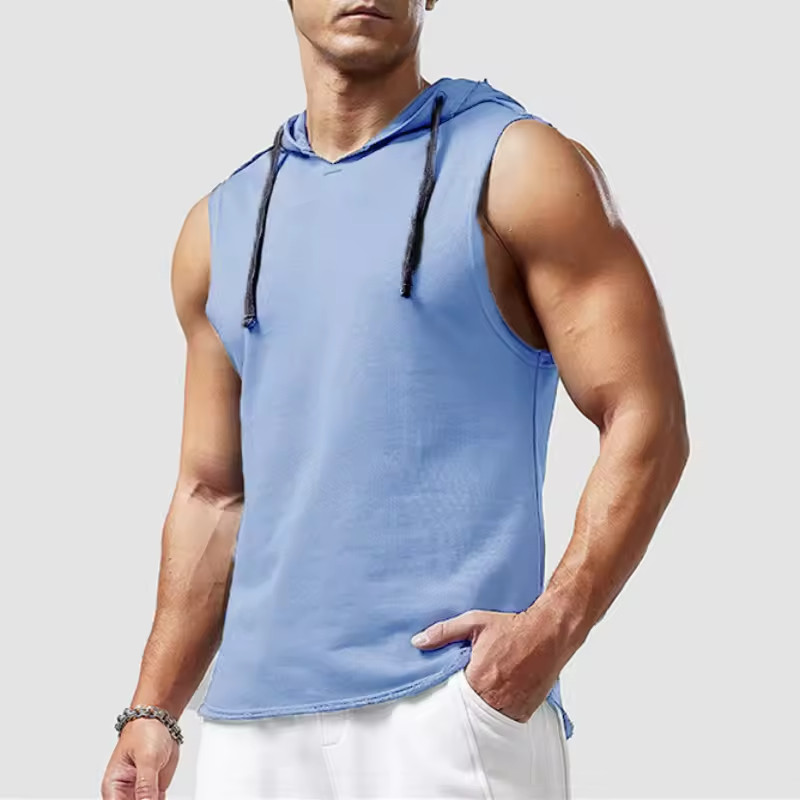 Men’s Sleeveless Hoodie T Shirt Bodybuilding Gym Fitness Vest Tank Tops