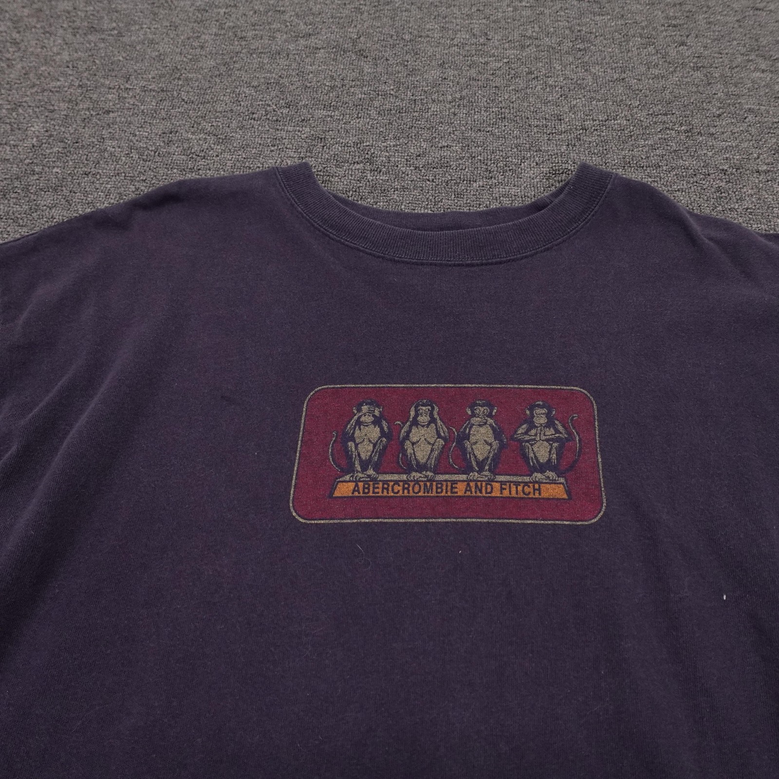 Vintage Abercrombie & Fitch Shirt Mens Large Purple Monkey Graphic Tee 90s