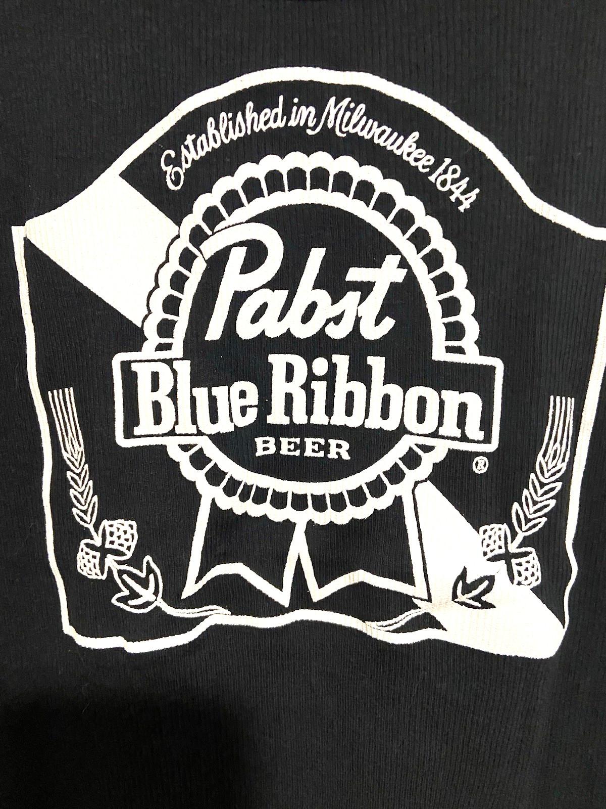 Vintage NWOT Pabst Blue Ribbon Beer Black Tank Beater Top Large Ribbed Cotton