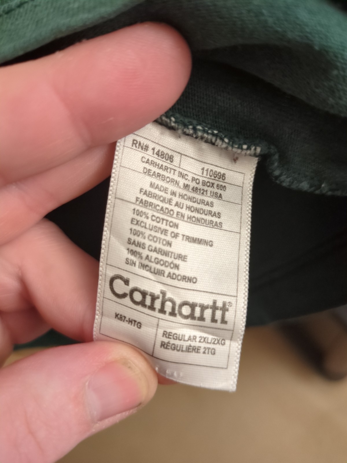 Carhartt Pocket T Shirt Distressed Green Size 2XL Cotton Fade
