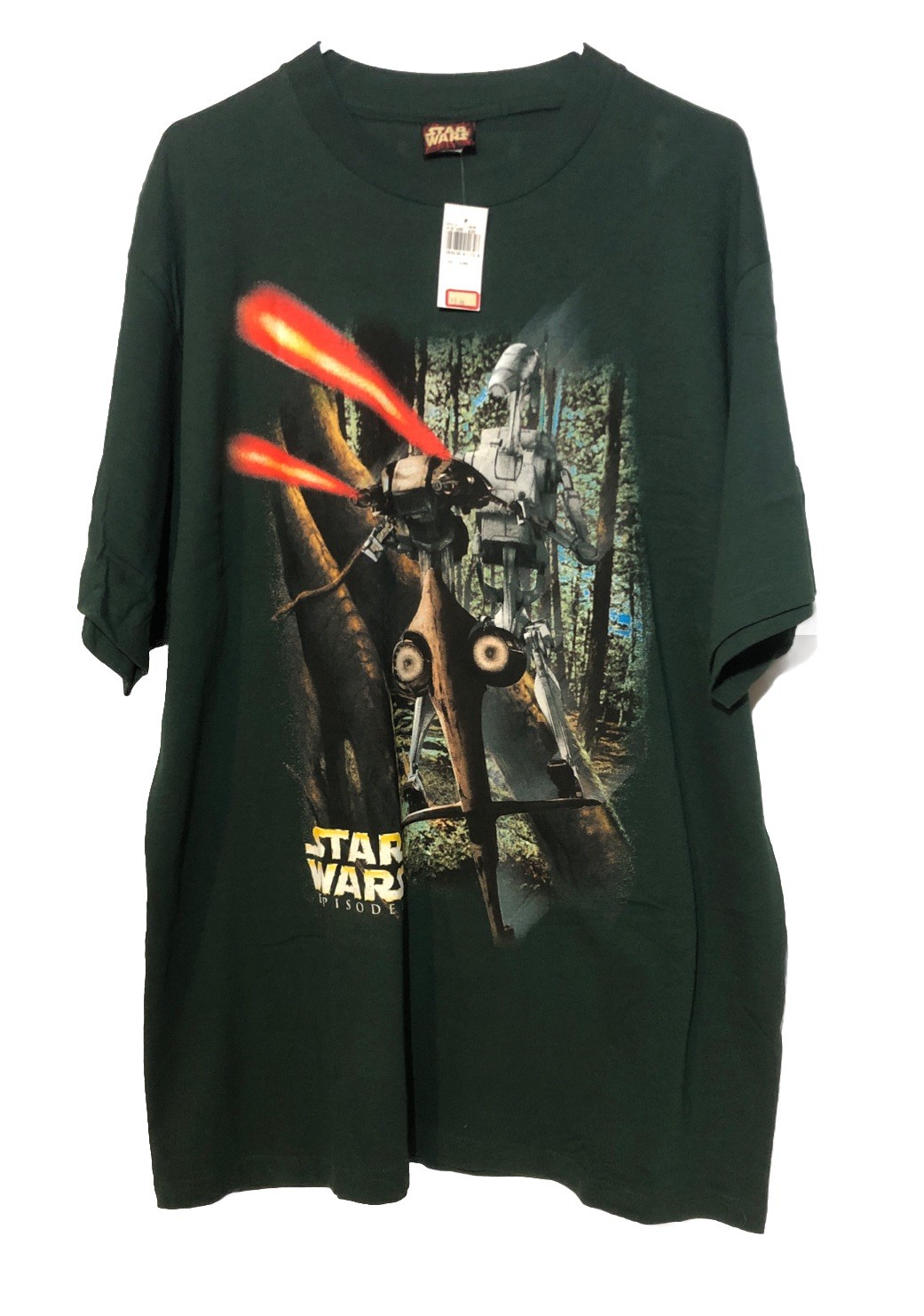 Vintage 1999 NWT! Star Wars Episode I Battle Droid STAP T-Shirt-Sz XL Dark Green