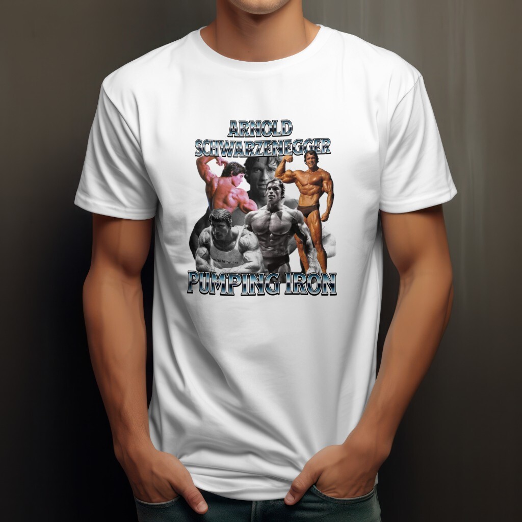 Arnold Schwarzenegger Pumping Iron Tshirt Muscle Bodybuilding Top Gym Fan Tee