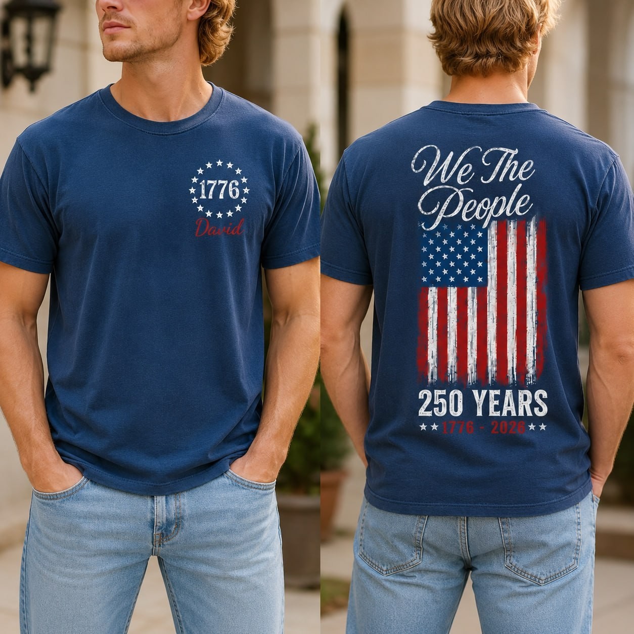 Custom Name We The People Shirt America 250 Double Sided Tee