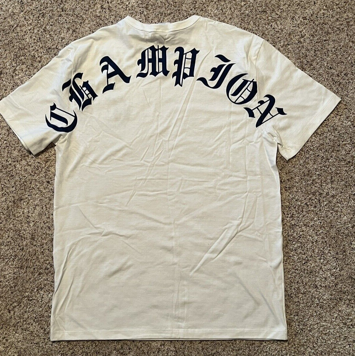 CHAMPION COTTON TEE – MEN’S – SCREEN LOGO FRONT AND BACK – MEDIUM – WHITE