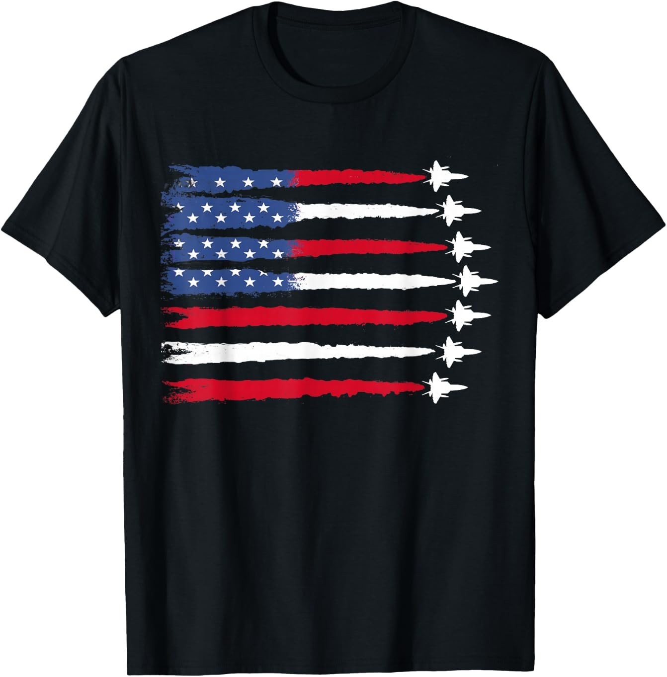 HOT! Patriotic Red White Blue USA Flag Fighter Jets 4th of July T-Shirt