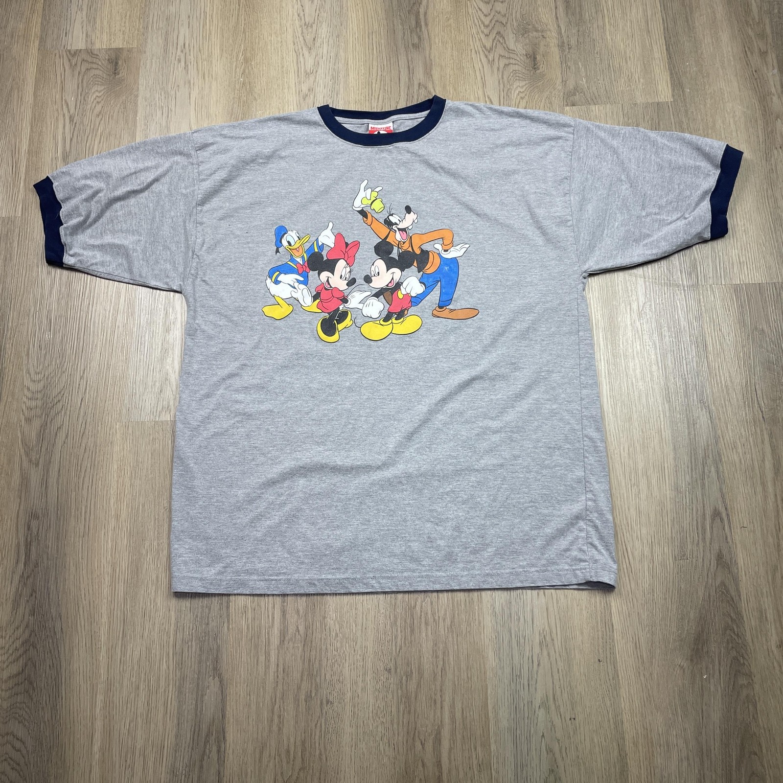 Disney Mickey Inc Shirt Mens 2XL Gray Donald Goofy Minnie Cartoon Tee 2000s