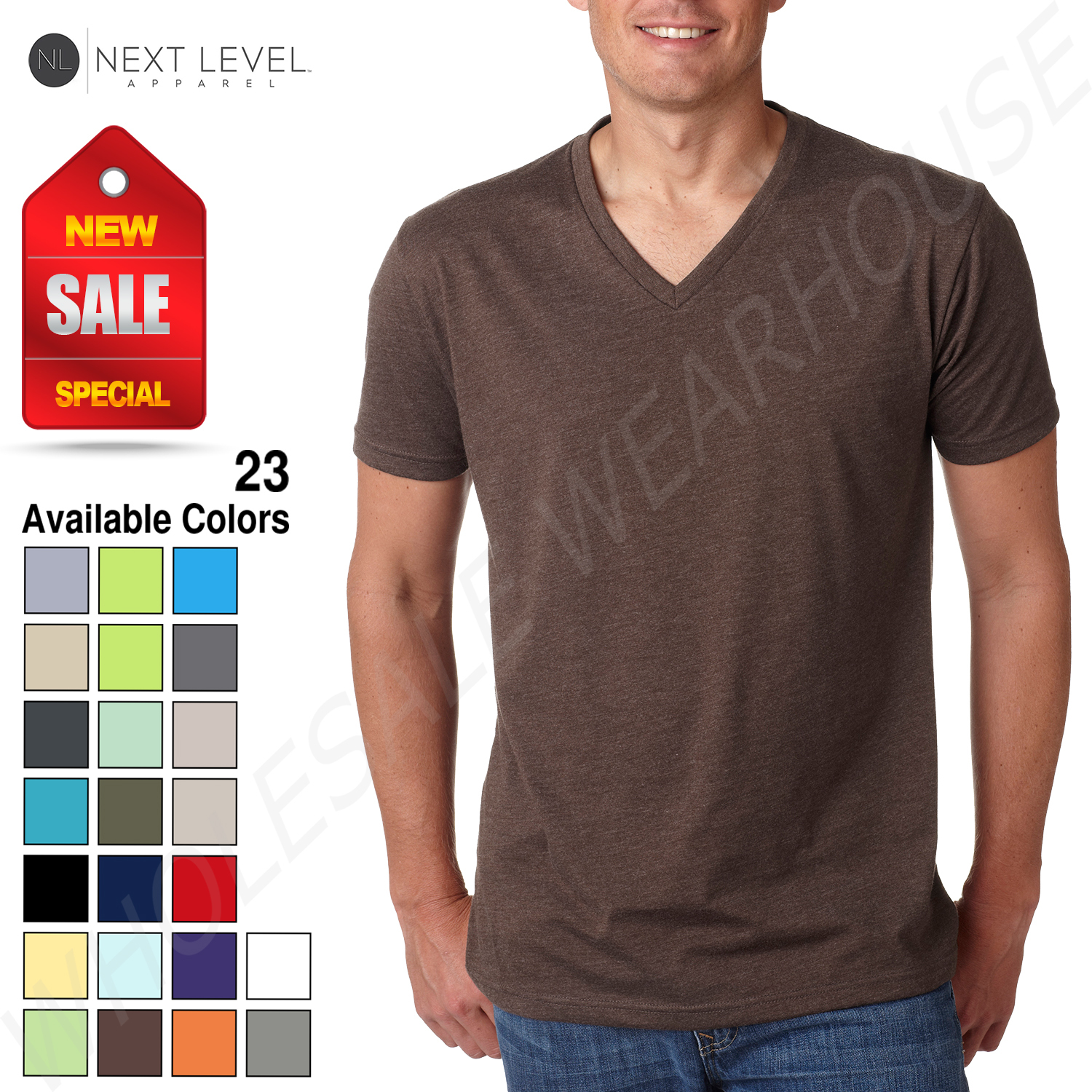 Next Level Men’s Premium CVC V-Neck Soft 2XL T-Shirt B-6240