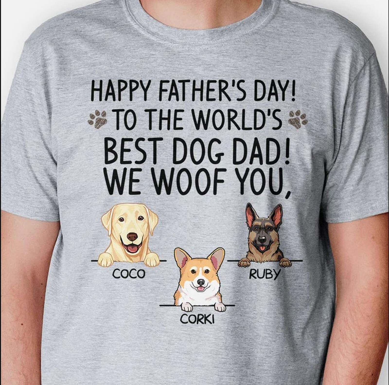 Personalized Best Dog Dad Shirt, Happy Father’s Day The World’s Best Dog Dad Tee
