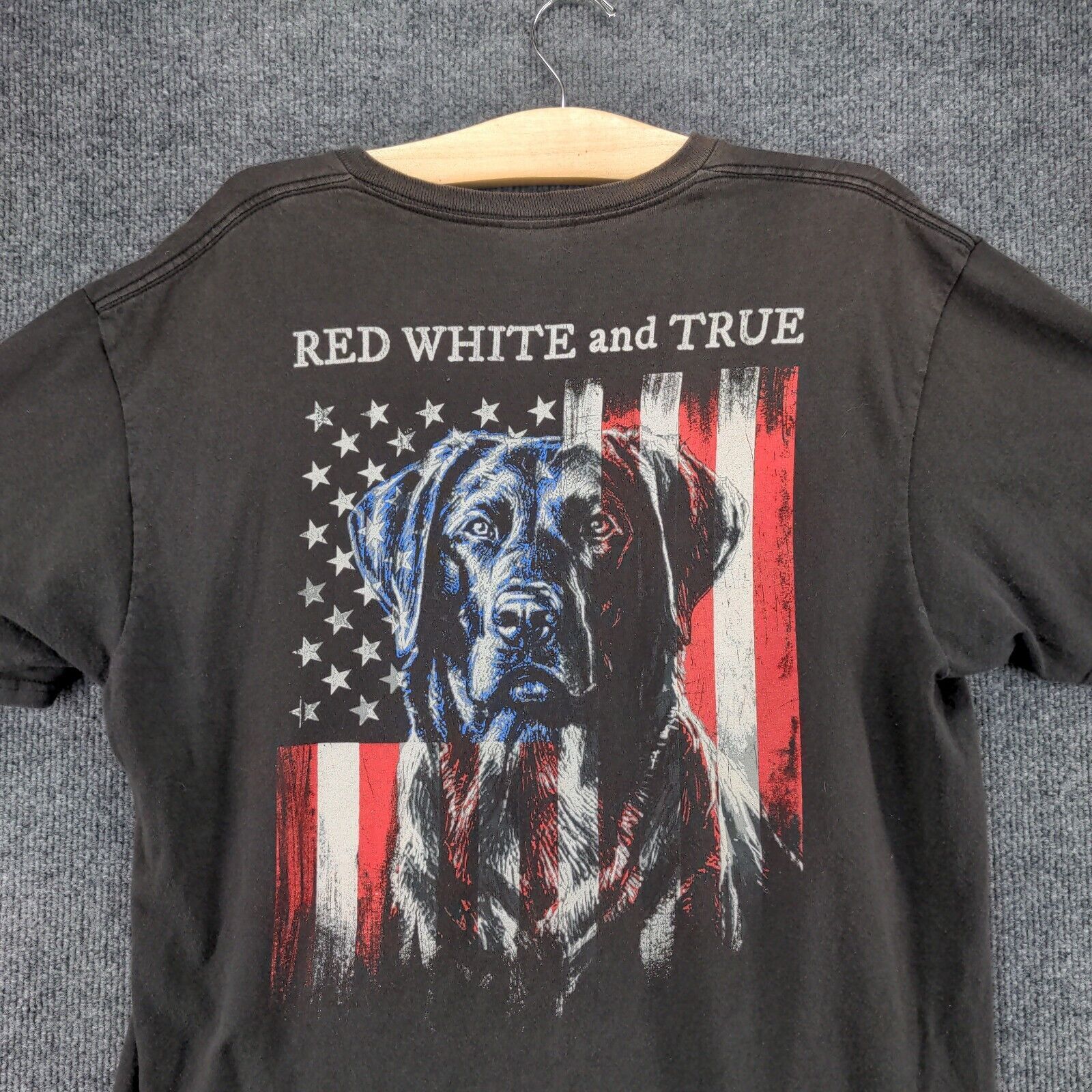 Red White & True Patriotic Dog T Shirt Mens Size L Black Big Graphic