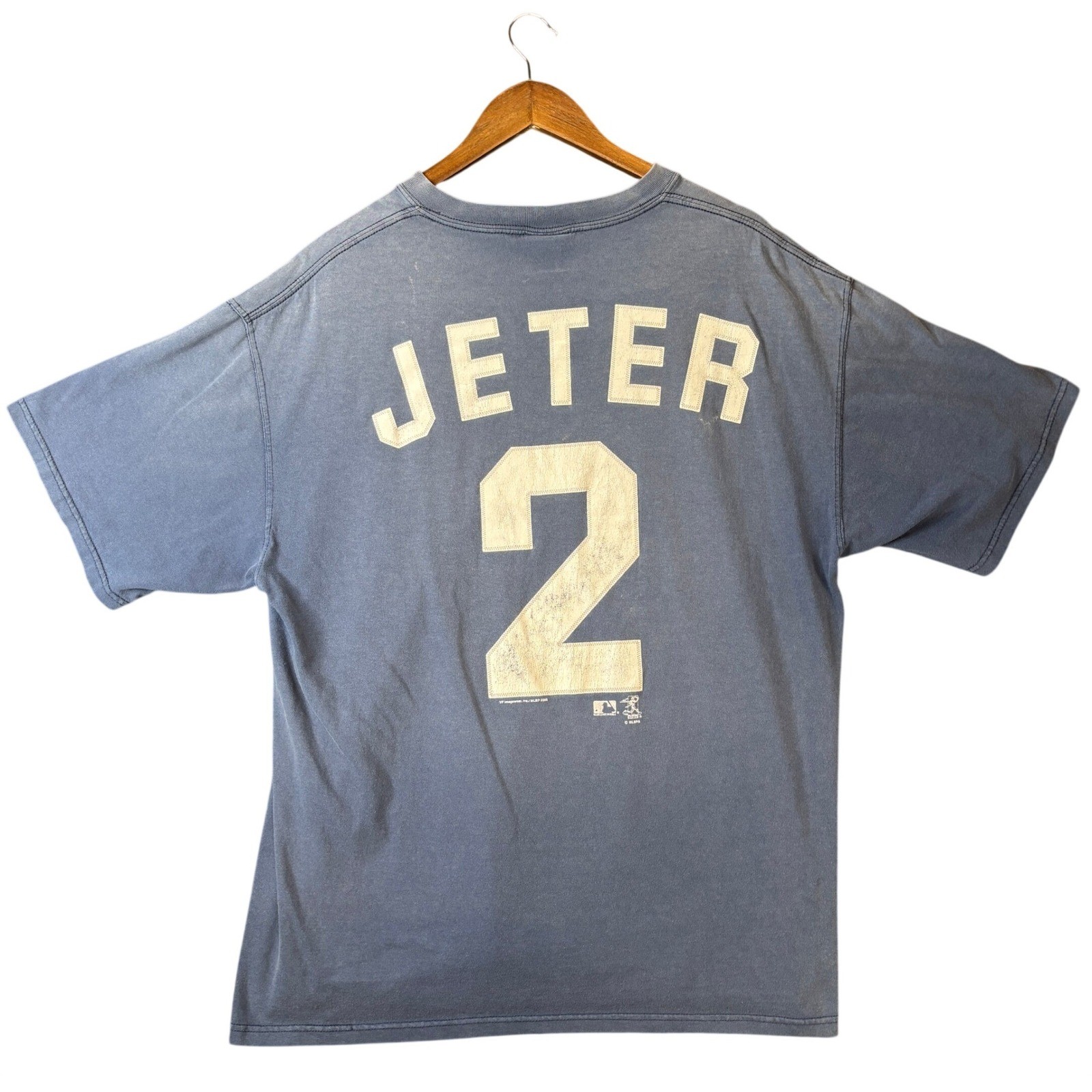 Vintage Lee Sport New York Yankees Derek Jeter 2 T-Shirt Blue Mens XL 2005 MLB