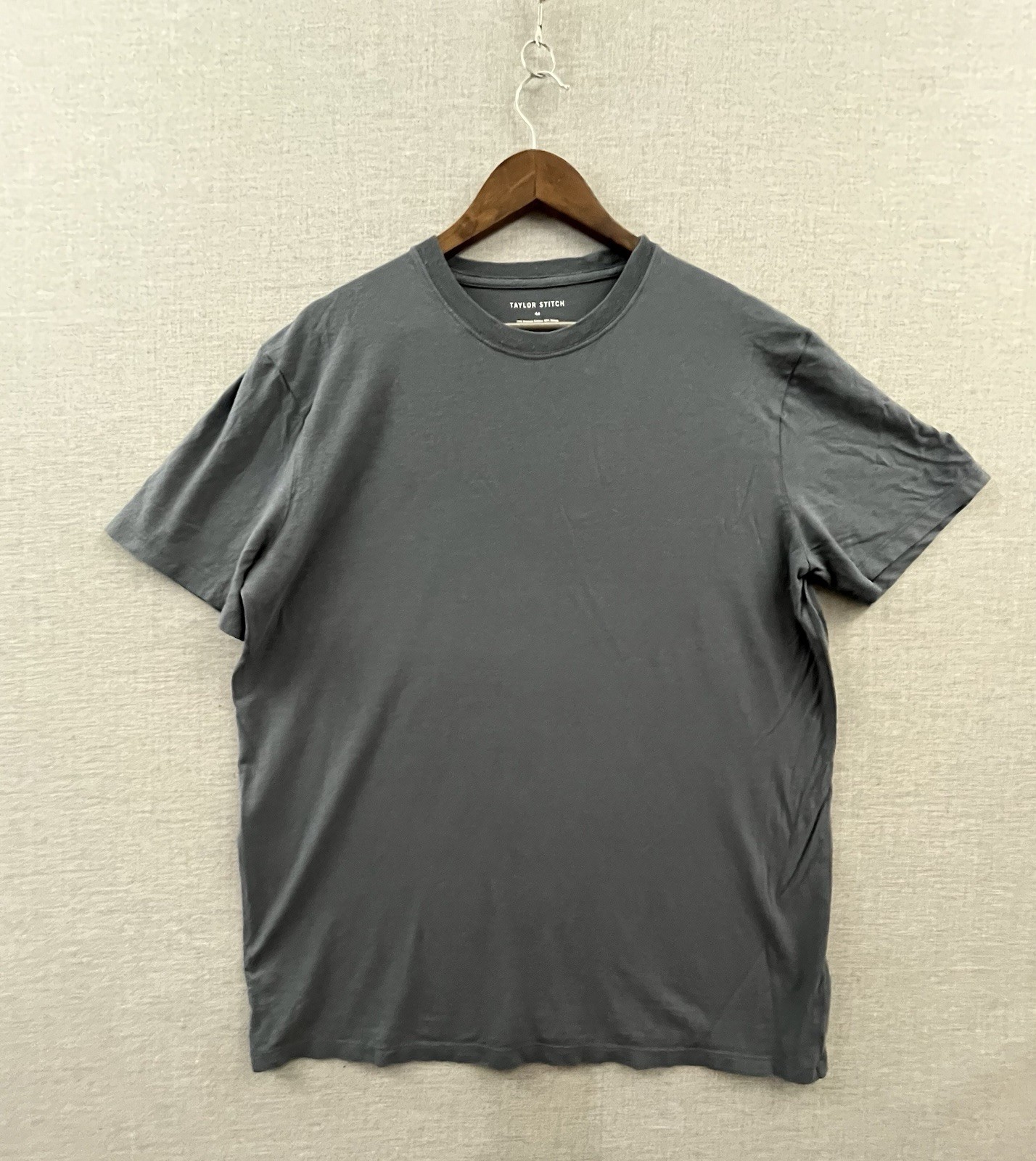 Taylor Stitch Shirt Mens 44 Blue Short Sleeve Organic Cotton Hemp