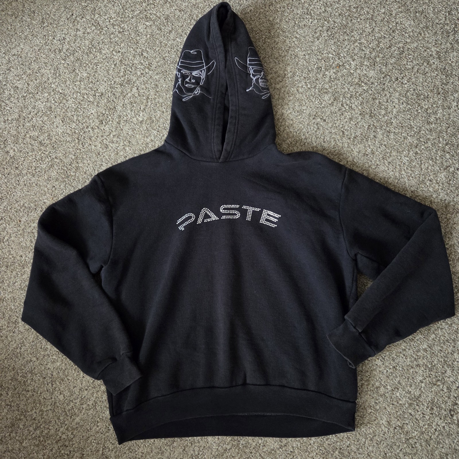 PASTE by Jason Laurits Hoodie Cowboy Skull Flame Embroidered Men’s /Unisex Sz L