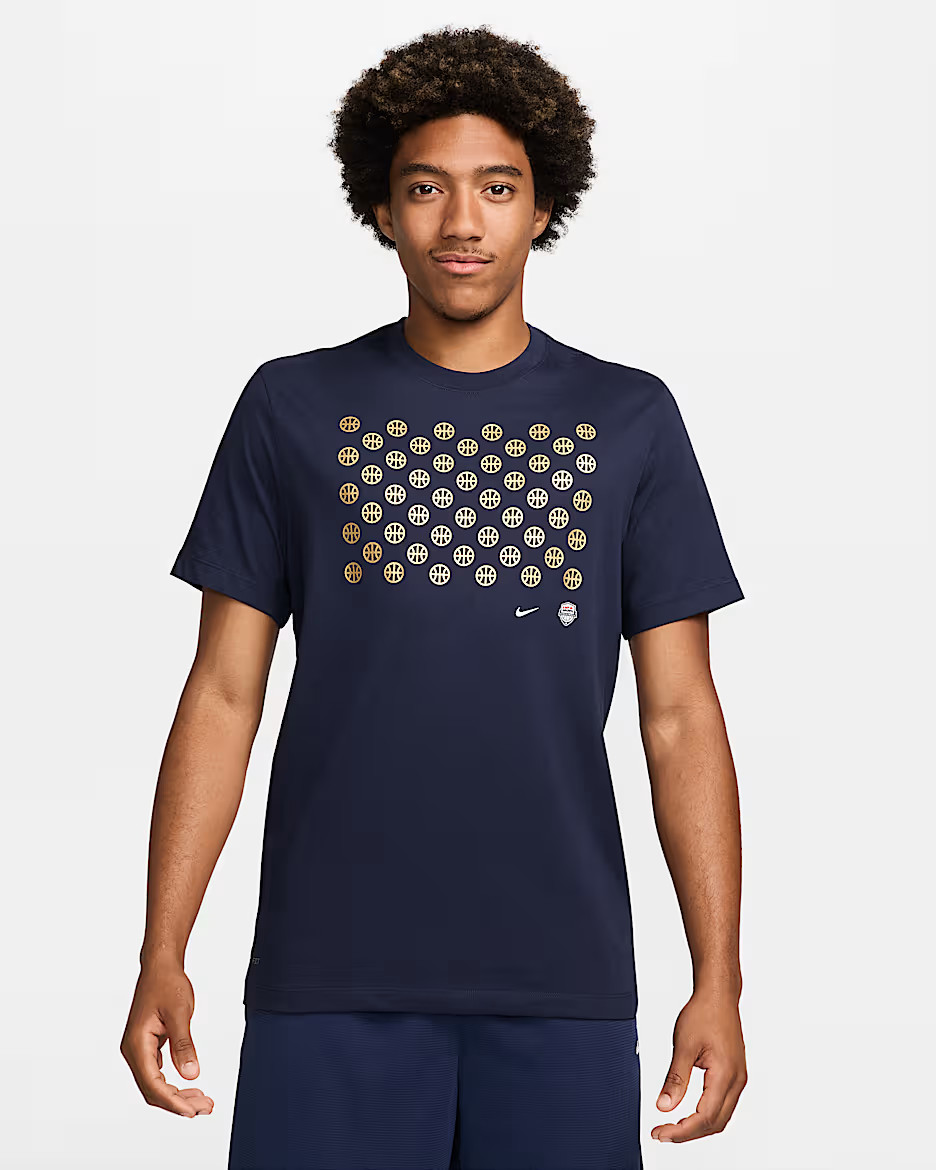 Nike USA Men’s Basketball T-Shirts FQ3631-451 Obsidian US Size XS-3XL New