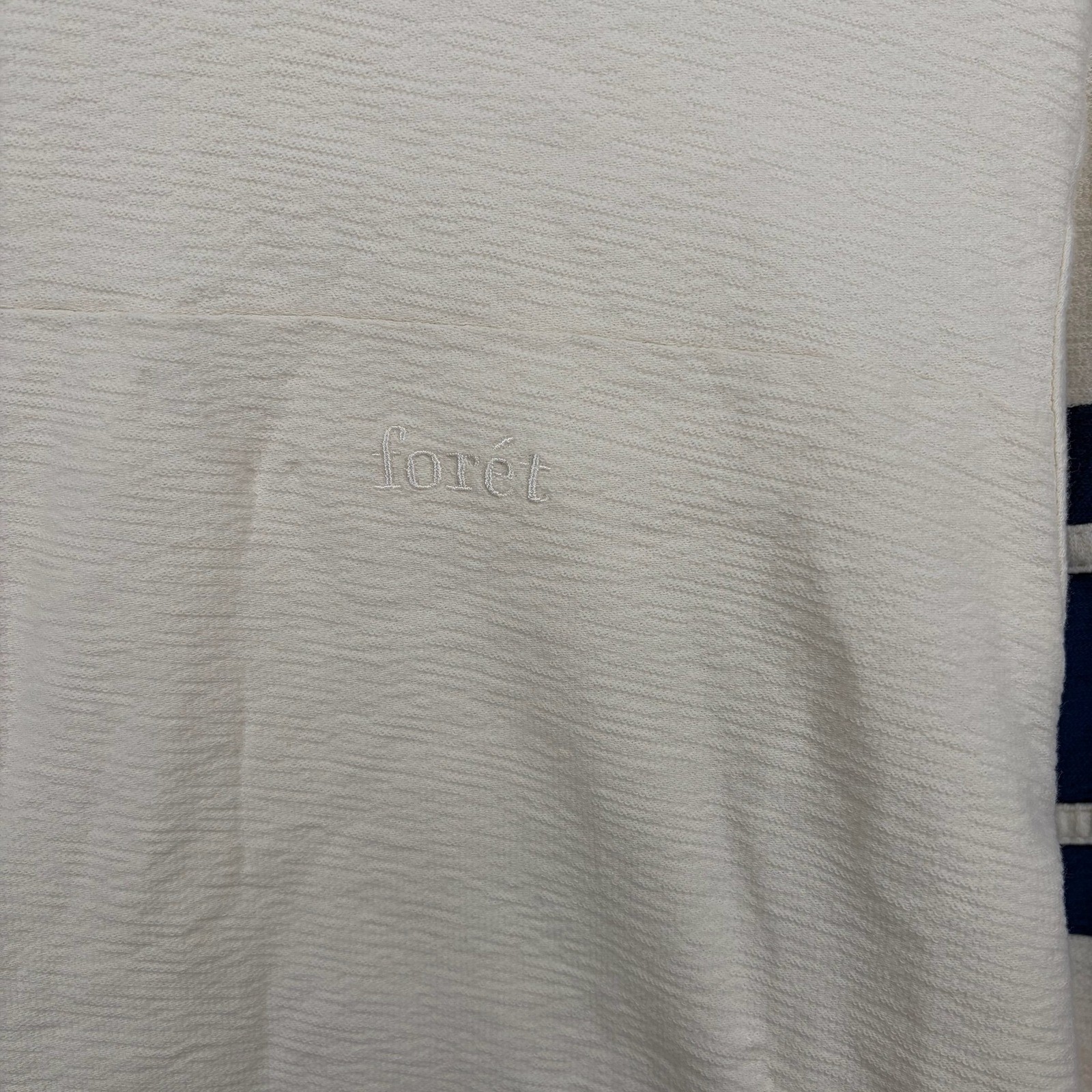 Foret Blaze Long Sleeve Shirt Men Medium Cloud White Blue Stripe Textured Tee