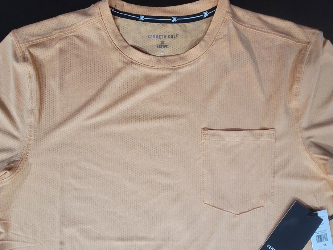 Kenneth Cole Men’s The Tech Pocket S/S Active Shirt Heather Orange NWT Sz M,XL