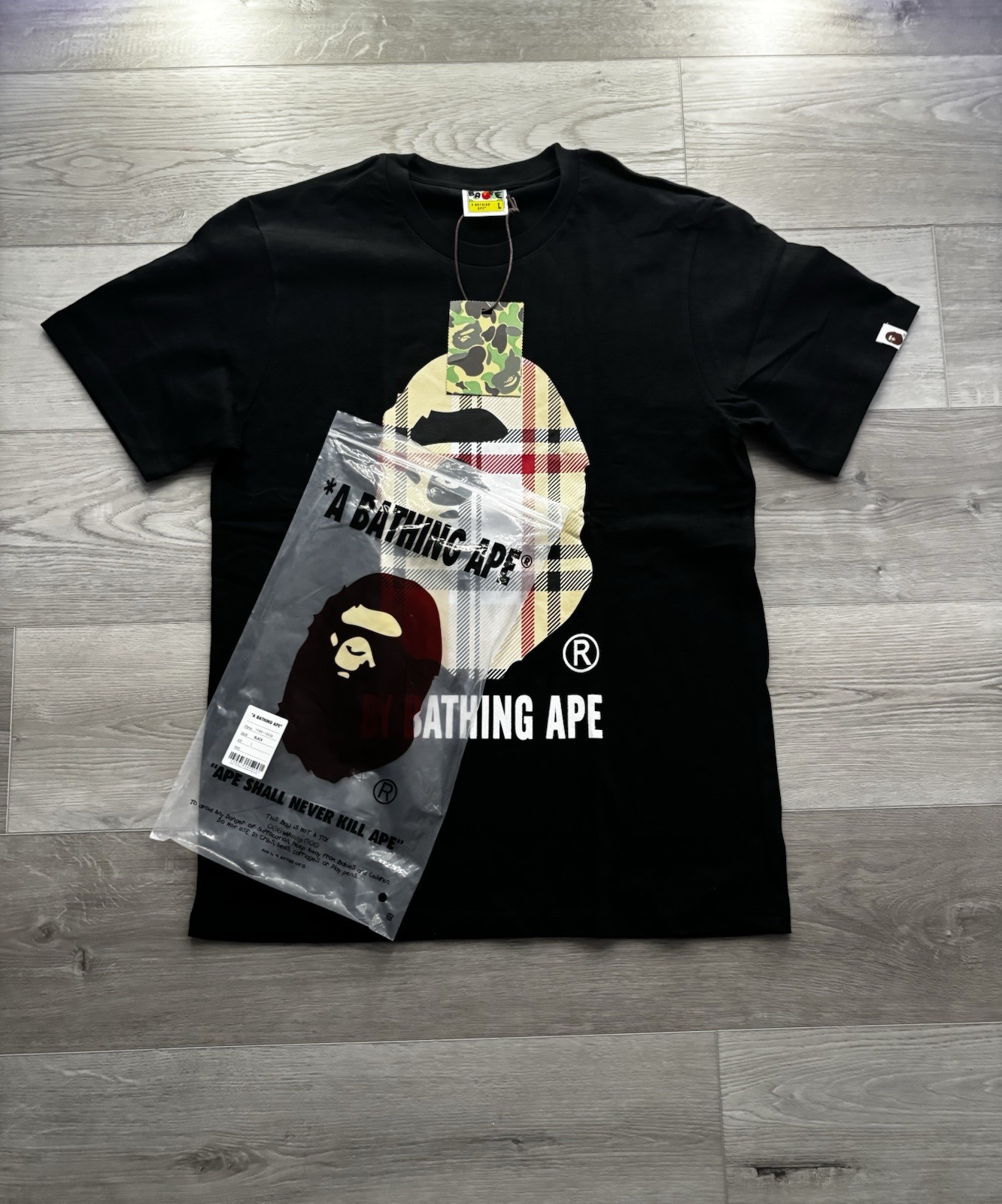 A Bathing Ape BAPE Ape Head Graphic Tee Black Short Sleeve Crew Neck Men’s L